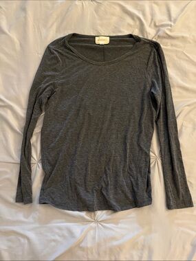 Charcoal Scoop Neck Long Sleeve Tee